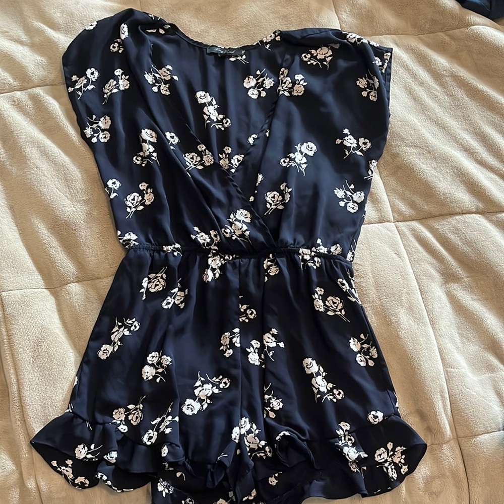 Navy floral romper